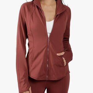 Yogalicious Soft Lightweight Full Zip Yoga Jacket, Pockets - Desert Apple Medium